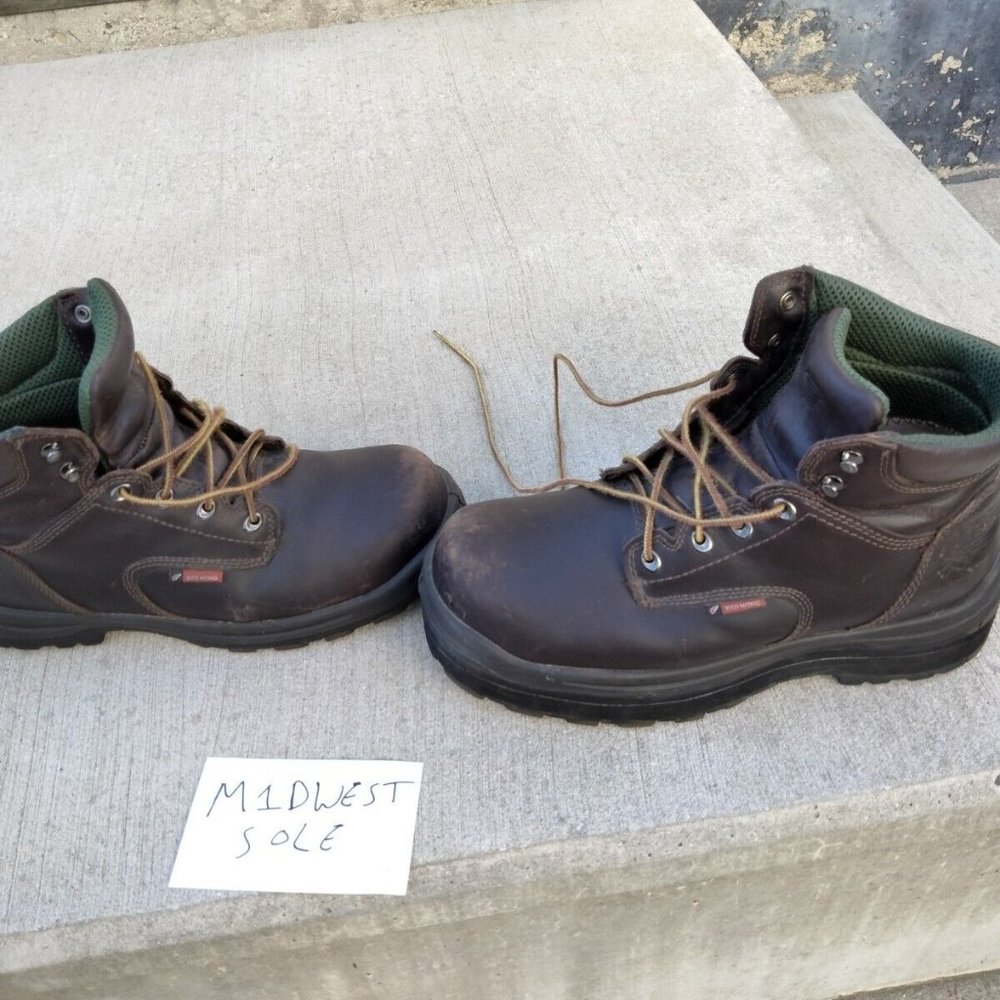 Red Wing King Toe Brown Leather Construction Boots Size 13